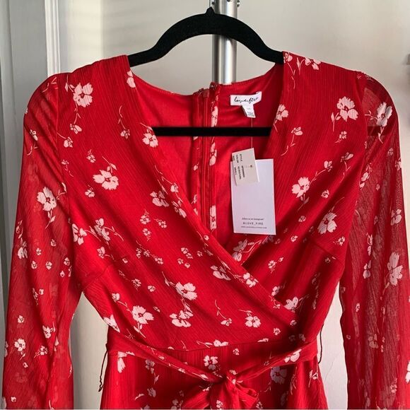 NORDSTROM RED FLORAL MINI DRESS - Picture 8 of 16